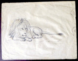 J J Grandville Original Drawing Of A Lion