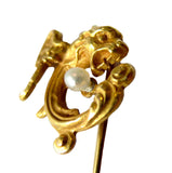 Stickpin Winged Lion Natural Pearl 14K Alling & Co