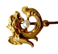 Stickpin Winged Lion Natural Pearl 14K Alling & Co
