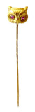 Stickpin Owl Ruby Eyes 14K Circa 1880-1900 Signed