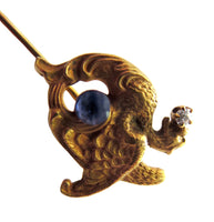 Dragon - Griffin 14K YG Stickpin Diamond And Sapphire