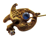 Dragon - Griffin 14K YG Stickpin Diamond And Sapphire