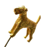 Wire Fox Terrier Dog Stickpin 14K YG Circa 1880-1900