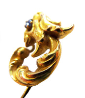 Stickpin Dragon Sapphire Antique 14K Circa 1880-1900 Signed Alling & Co
