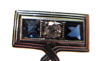 Stickpin Sapphire Diamond 14K Signed "HW"
