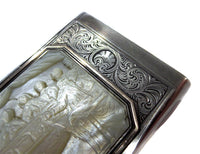 Antique Silver Snuff Box Mother Of Pearl "Last Supper"