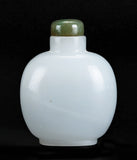 Snuff Bottle Peking Glass Antique Bright White Jadeite Top