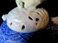 Incense Burner Porcelain Blue & White Censer Meiji Period Signed