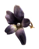 Enamel And Gold Flower Art Nouveau Brooch Signed