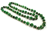 Carved Imperial Jadeite Bead Necklace