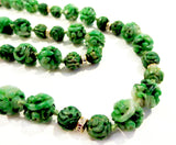Carved Imperial Jadeite Bead Necklace
