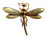 Dragonfly Art Nouveau 14K Brooch Spring Loaded Signed Hedges