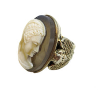 Venus - Cameo Carnelian Agate Mounted In Silver Gilt Ring Cupids