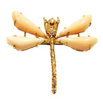 Dragonfly And Angel Skin Coral Diamond Brooch Signed