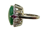 Jadeite Imperial Green Ring Platinum Diamonds Rubies Art Deco