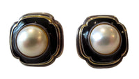 Cartier 18K Gold Sterling Pearl Earrings In Original Box