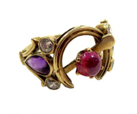 Ruby Diamond Amethyst Horseshoe Victorian Ring