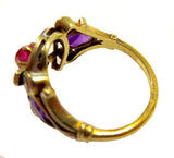 Ruby Diamond Amethyst Horseshoe Victorian Ring