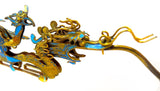 Kingfisher Feather Silver Gilt Spoon Dragon Phoenix 19th Century