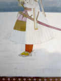 Indian Miniature Painting Emperor - Sikh Shah Nobleman With Sword 19th Century