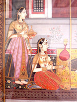 Indian Miniature Painting Man And Three Woman Servants 18th/19th Century