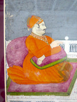 Indian Miniature Painting Emperor - Sikh Shah Nobleman Calligraphy 18/19th Century