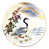 Keller & Guerin Luneville Formal Dinner Plates - Birds Enameled Porcelain 12 Pieces