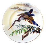 Keller & Guerin Luneville Formal Dinner Plates - Birds Enameled Porcelain 12 Pieces
