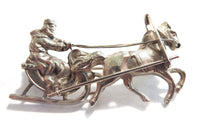 Cossack & Horse Antique Sterling Silver Brooch Russian Signed Original Box