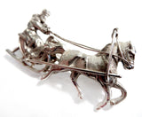 Cossack & Horse Antique Sterling Silver Brooch Russian Signed Original Box